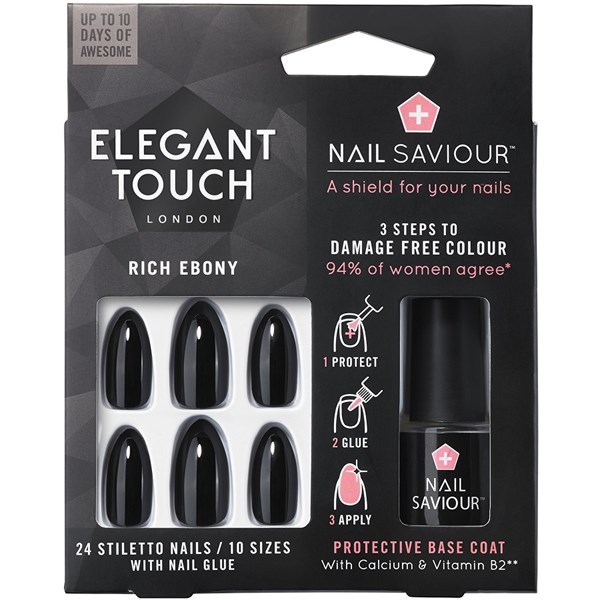 Nail Saviour Rich Ebony 24 Nail With Glue