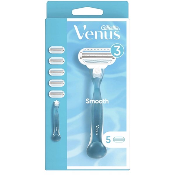 Smooth shaver + Replacement Heads 5 Pieces for Women