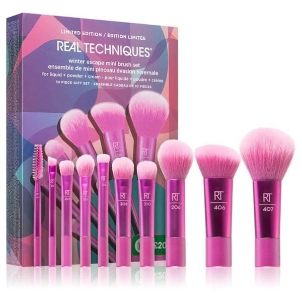 Real Techniques Set of Make-up Brushes Winter Escape Mini Brush 10 Pieces ريل تكنيك سيت فرش ميني