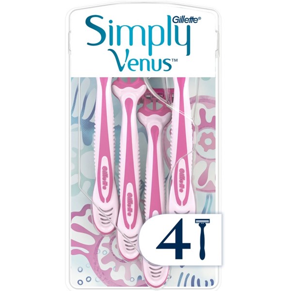 Simply Venus 3 Smooth Shaving Razors 4 PCS