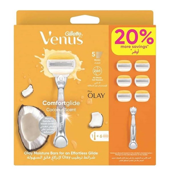 Venus Comfort Glide Coconut 1 Handle 6 Blades