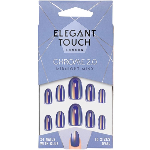 Chrome False Nails Midnight Minx