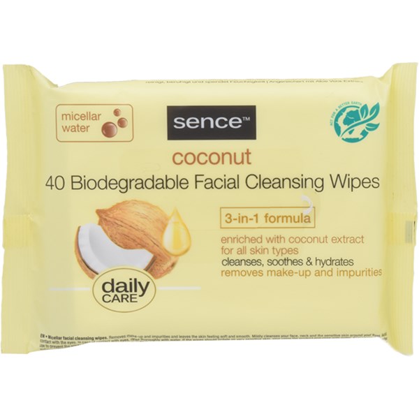 Facial Cleansing Wipes With Coconut Extract 40 PCS